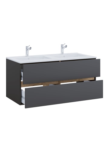 2 tlg. Badmöbel-Set mit Waschbecken Cosila-I 112cm in Anthrazit / Honig-Eiche