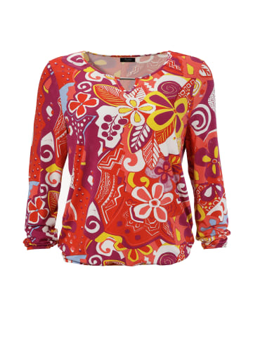 Langarmshirt in fuchsia-weiß-orangerot-gelb-türkis-hummer