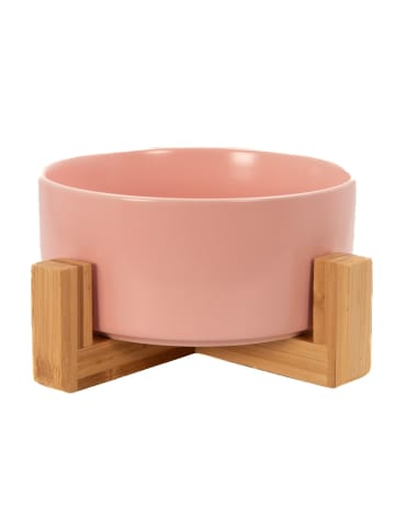 Futternapf aus Keramik mit Gestell in Pink