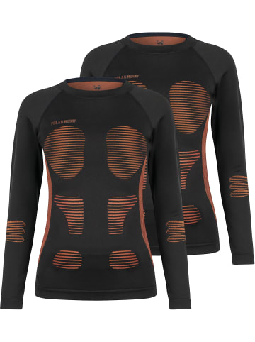 2 x Thermooberteil Langarm Shirt Skiunterwäsche für Damen in Orange