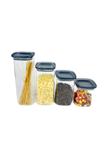 4-teiliges Glas Vorratsdosen-Set mit luftdichten Deckeln in Transparent