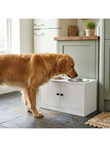 Hunde-Futterstation in Weiß - (B)60 x (H)35,5 x (T)30 cm