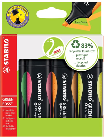 Textmarker Green Boss Etui mit 4 Stiften