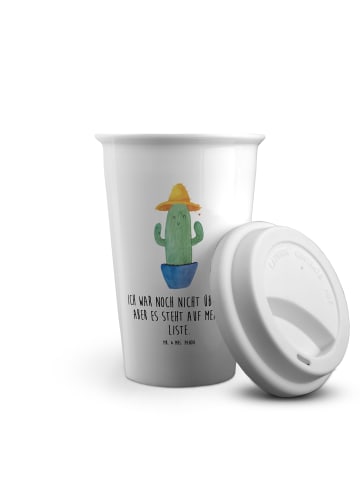 Kaffeebecher To Go Kaktus Hut mit Spruch in Weiß