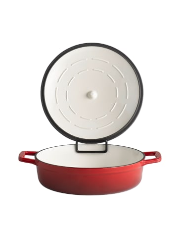 Bräter mit Deckel in rot, Ø 28 cm, H: 7 cm, 3 Liter     