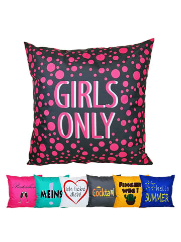 Outdoor Dekokissen Motiv 50x50cm Girls Only in Anthrazit/Pink