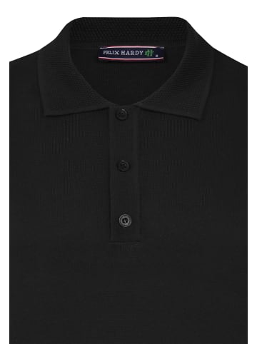 Polo Kragen Langarm Pullover in Schwarz