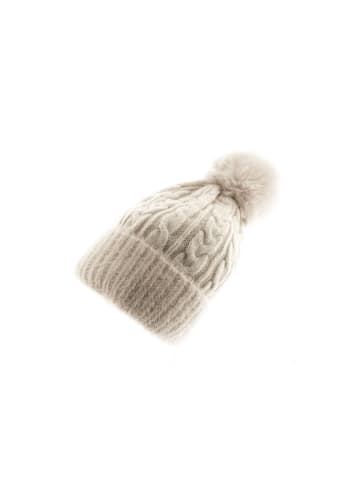 Wintermütze mit Flechtmuster OneSize mit Innenfutter - warmhaltend in Beige