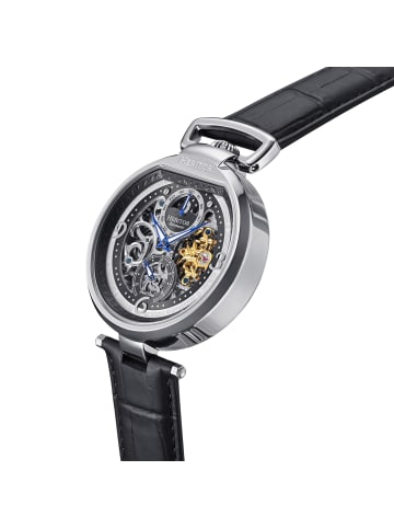 Lincoln Skelettuhr mit Lederarmband und Mondphasenanzeige in Black