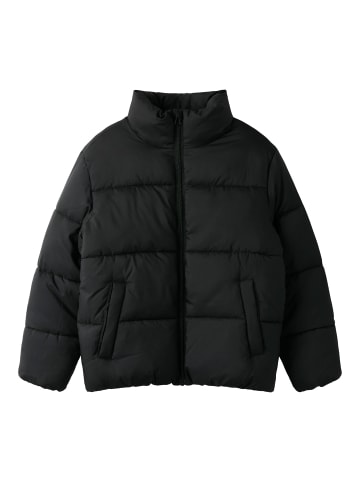 Jacke Langarm Stehkragen Reißverschluss Unifarben in Schwarz
