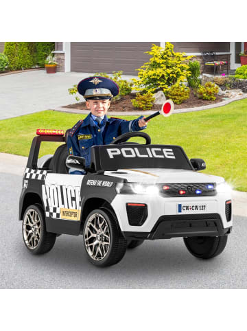 12V Kinder Elektroauto Polizei in Weiß