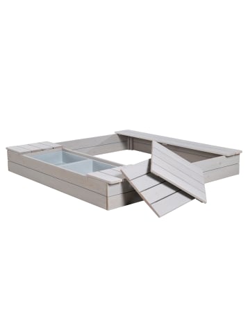 Sandkasten 'Outdoor+' mit 2 Spielwannen - Wetterfest - Massivholz - Grau