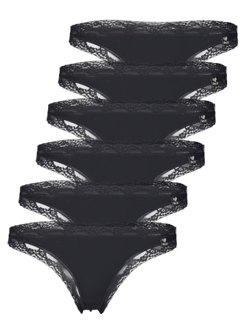 6er Pack Damen String in schwarz