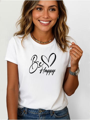 T-Shirt Happy WEISS-Schwarz