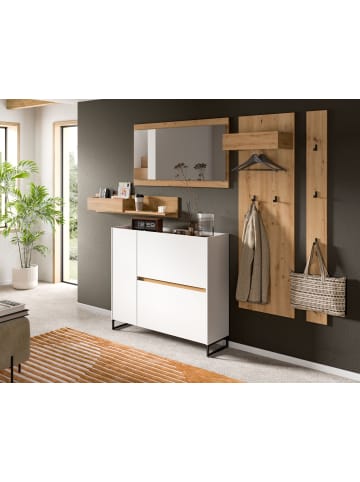 Garderobe-Set weiß und Artisan Eiche, Garderobe 5-teilig, 236 cm, Soft-Close