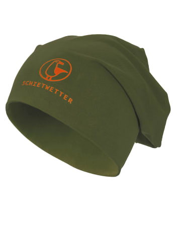Beanie mit Print Möwe in olive/orange