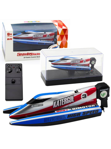 Ferngesteuertes Motorboot RC Blau-Silber 14cm