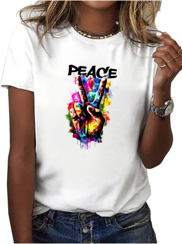 T-Shirt Peace WEISS-Schwarz