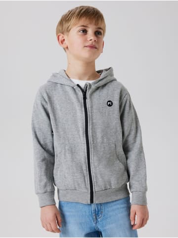 Kapuzensweatjacke NKMVIMO LS SWEAT CARD BRU in grey melange