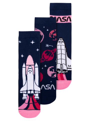 3er Pack NASA Socken Sneaker Söckchen in blau