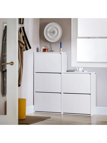 Schuhschrank in Mattweiß - (W) 25 x (H) 120 x (L) 60 cm