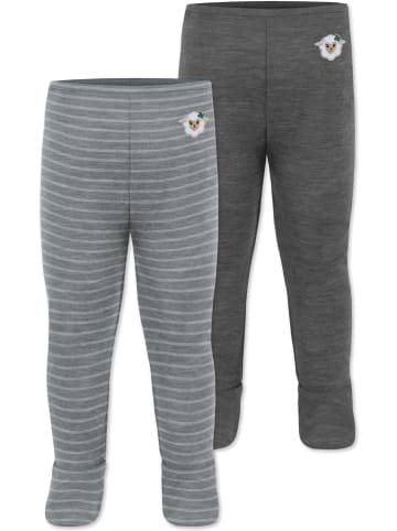 2er Pack Baby Merino Unterhose mit Füßen in Anthrazit/Grau