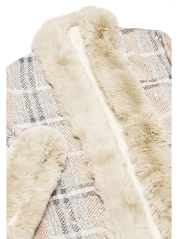 Damen Poncho in Beige Mehrfarbig