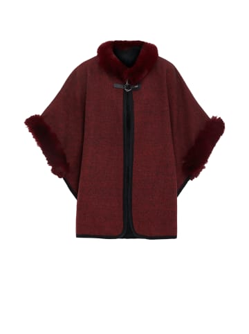 Damen Poncho in Weinrot