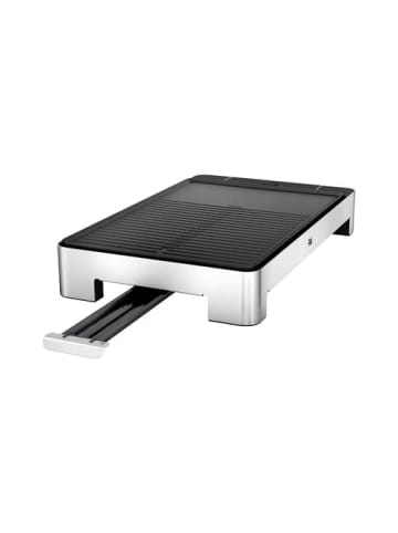 Tischgrill Grill Lono flach & gerippt in Silber