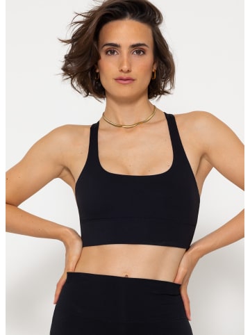 Crop Sport-BH mit Kreuz Rücken in Schwarz