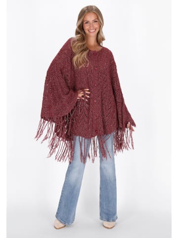Women Poncho in burgundy