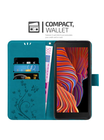 Hülle für Samsung Galaxy XCover 5 Blumen Design in FLORAL BLAU