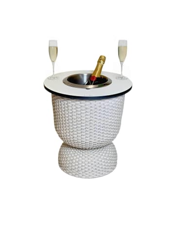 3-in-1 Loungetisch mit Edelstahl-Kühler Paris in Champagner 43 cm