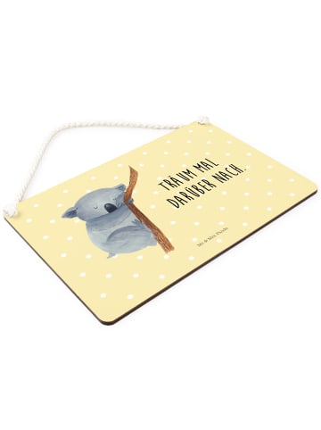 Holzbild Koalabär mit Spruch in Gelb Pastell