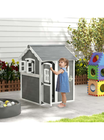 Kinderspielhaus in Grau 110L x 104,5B x 137H cm