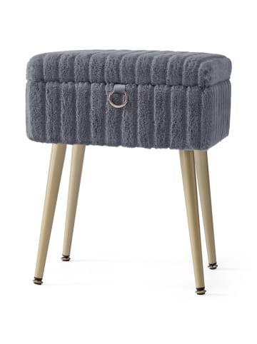 Sitzhocker Glamor in Grau - (B)30 x (H)50 x (T)40 cm