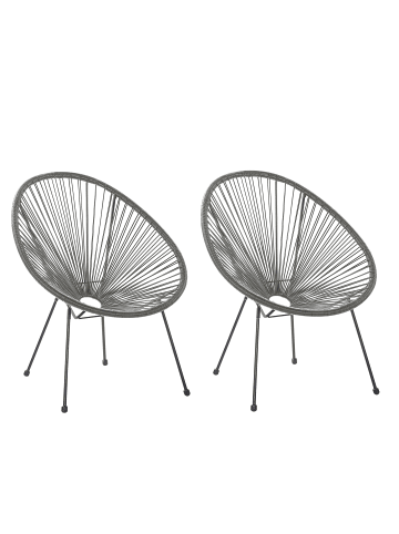 2er-Set Cocktailsessel ACAPULCO II in Grau/Schwarz