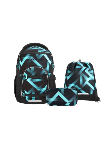Schulrucksack-Set BYTE "Laser Lights" 2-tlg. in Schwarz/Blau