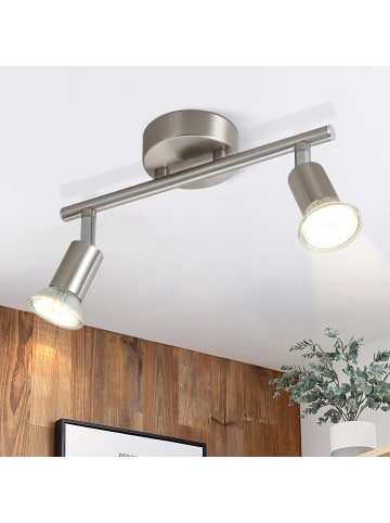 Deckenleuchte in nickel 2-flammige GU10 schwenkbar Küchenlampe L 25 cm