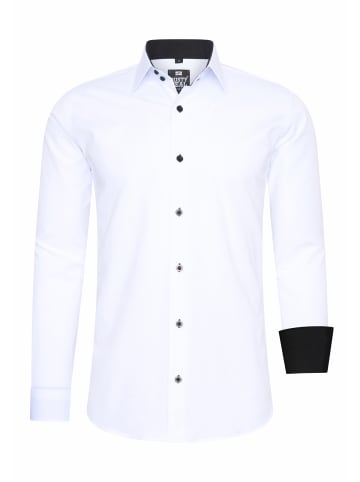 Business Hemd Slim Fit Premium Cotton-Stretch in Weiß / Schwarz