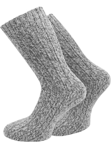 2 Paar Norwegersocken aus Schafwolle in Graumelange