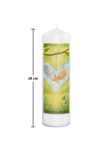 Kerze Mäuse Herz Design ohne Spruch in Weiß