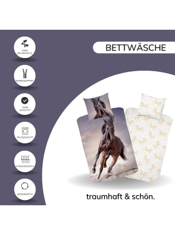 Bettwäsche-Set "Pferde" in Braun