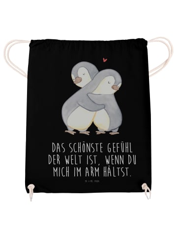 Jutebeutel Pinguine Kuscheln mit Spruch in Schwarz