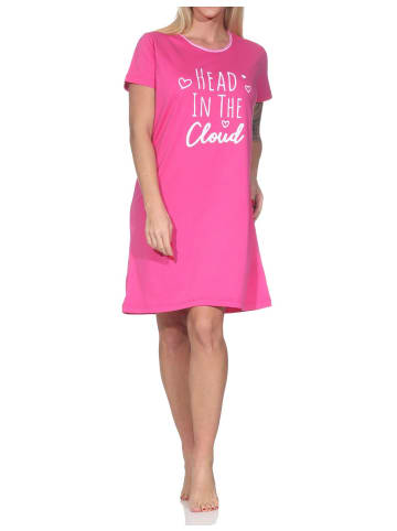Nachthemd kurzarm Frontprint 126 10 802 in pink