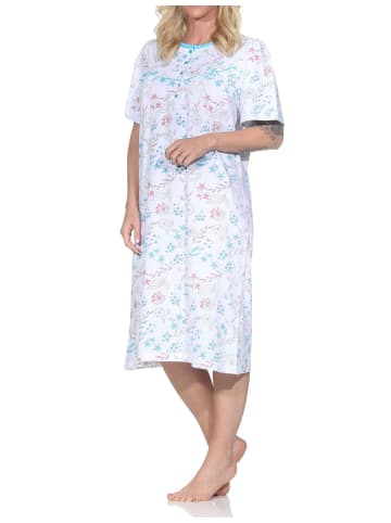 kurzarm Nachthemd Design Knopfleiste am Hals 125 211 310 in hellblau