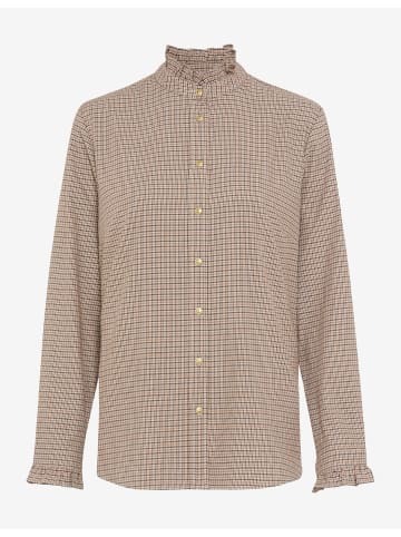 Bluse mit Karomuster und Rüschen in Soft Ecru