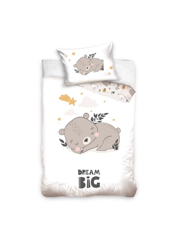 Baby Bettwäsche-Set "Little Dreamer Schlummerbär" in Weiß