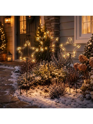 Gartenstab GRACE 3 Sterne mit LED-Licht 40x14 cm
