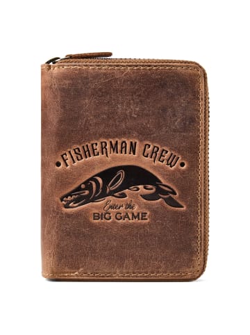 Hecht Geldbörse Leder 10 cm brown